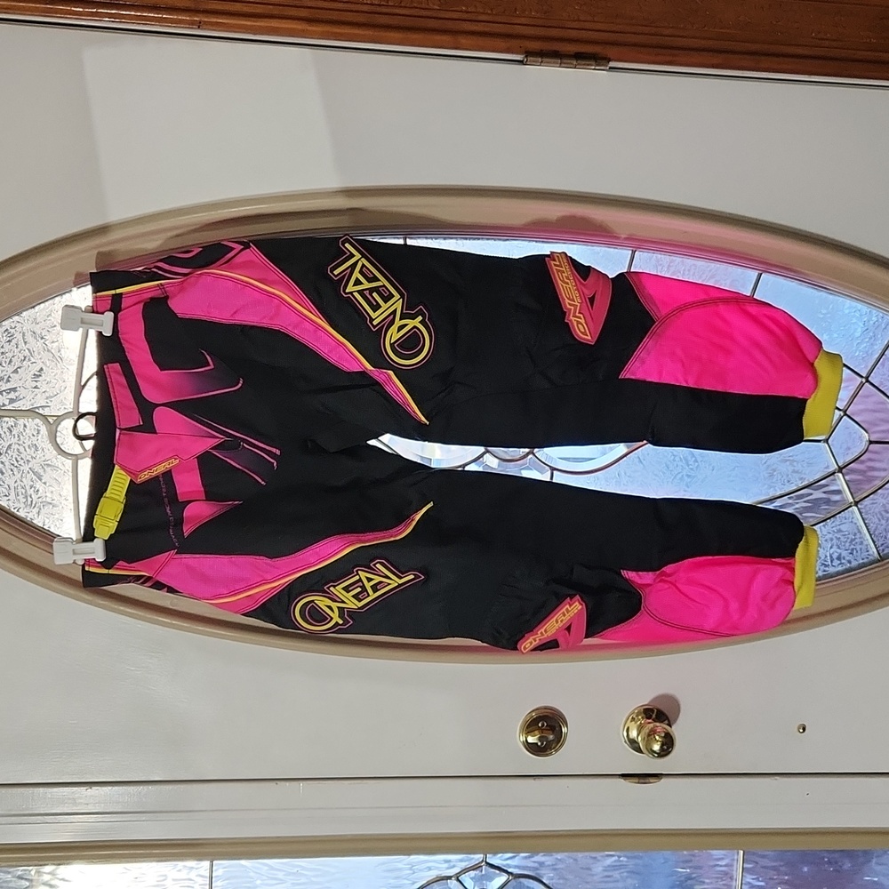 Women’s ONEAL Element Motorcross Racing Pants sz 5/6 Black/Pink/Yellow